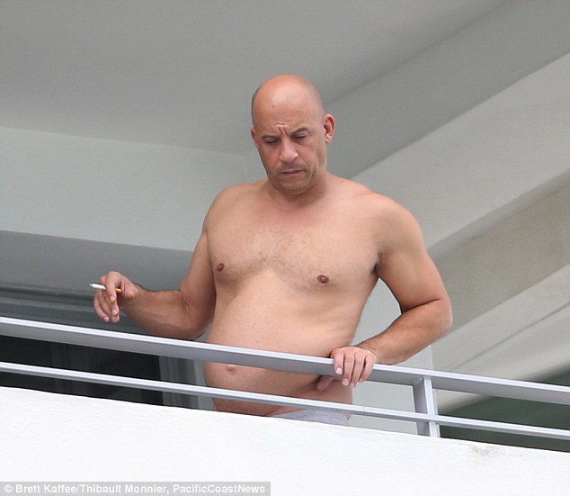 Vin Diesel showing his newly created belly